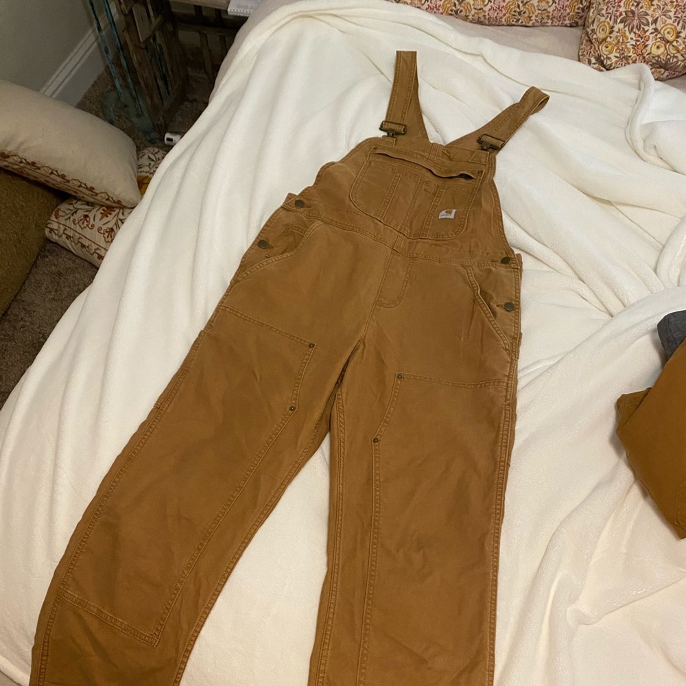 Women’s size small double fronted Carhartt bibs.